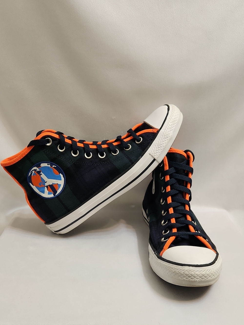 Converse CTAS High World Peace Tartan Plaid Sneakers (Uni M Size 8, W Size 10)